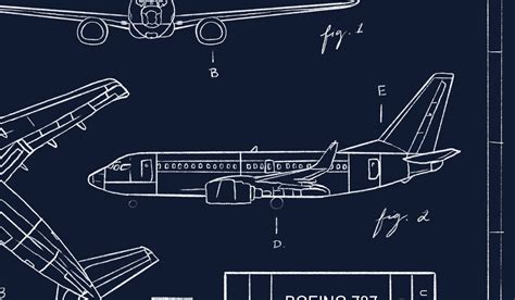 Customizable United Boeing 737 Blueprint Illustration - Etsy