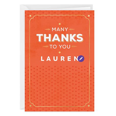 Personalized Many Thanks To You Thank You Card Greeting Cards Hallmark