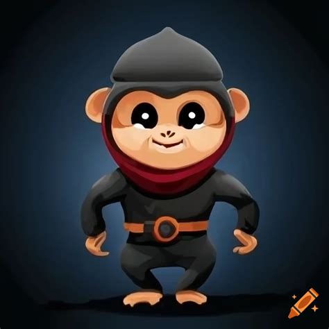 Cartoon Illustration Of A Happy Monkey Ninja On Craiyon