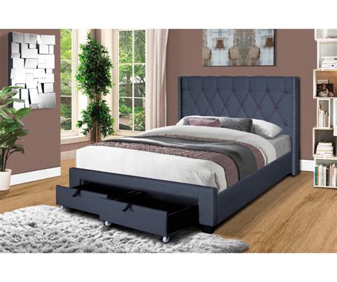 Hoss Upholstered Bed Frame with Drawer - Queen | Furniture Manila