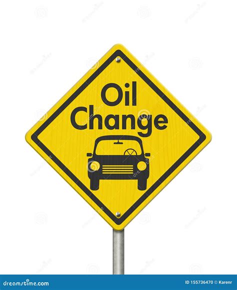 Oil Change with Car on Yellow Warning Highway Road Sign Stock Photo - Image of safety, engine ...