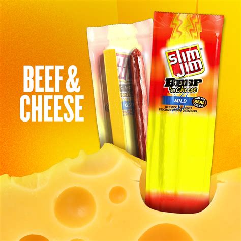 Slim Jim Beef Cheese Twin Pack Mild 15 Oz 144 Pack