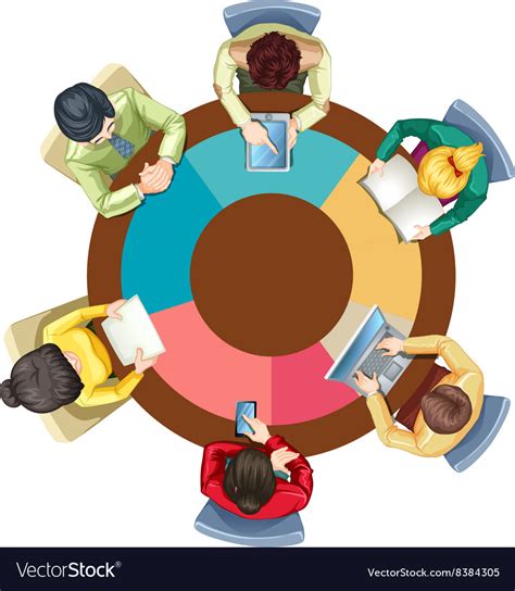 People Meeting On The Round Table Royalty Free Vector Image