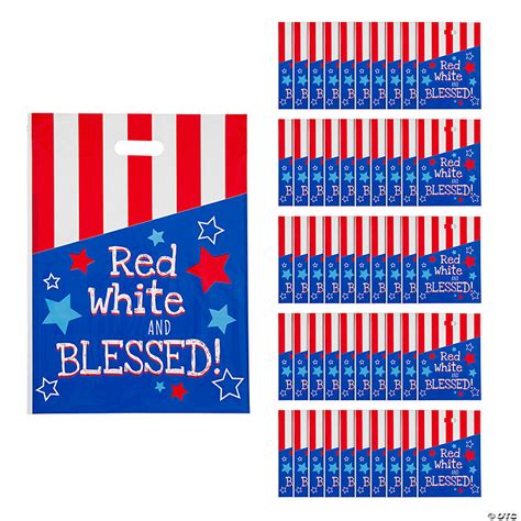 12 12 X 17 Bulk God Bless America Plastic Goody Bags 50 Pc