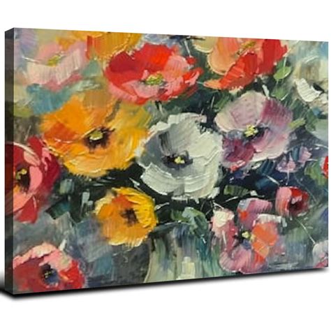 Nawypu Burnt Orange Wall Decor Orange Red And Yellow Floral Wall Art