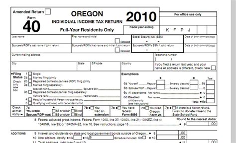 Oregon Printable Tax Forms Printable Forms Free Online