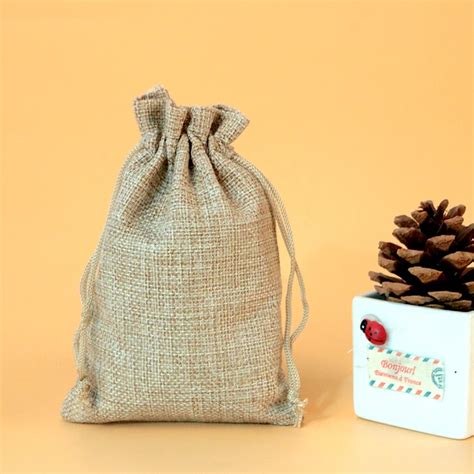 Pcs X Cm Natural Jute Bags Small Drawstring Pouch Gift Bag Incense