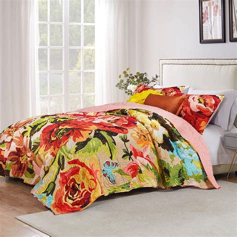 Greenland Home Fashions Senna Floral Boho Quilt Set 2 Piece Twinxl