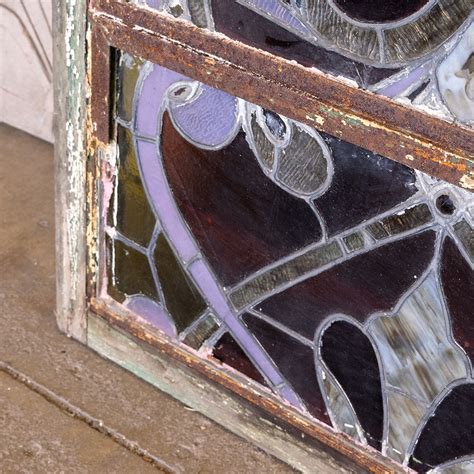 Salvaged Arched Top Stained Glass Window