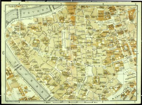 ROMA CITY ALTER Stadtplan mappa della città vecchia datiert 1931