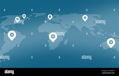 World map and company branch location Stock Photo - Alamy