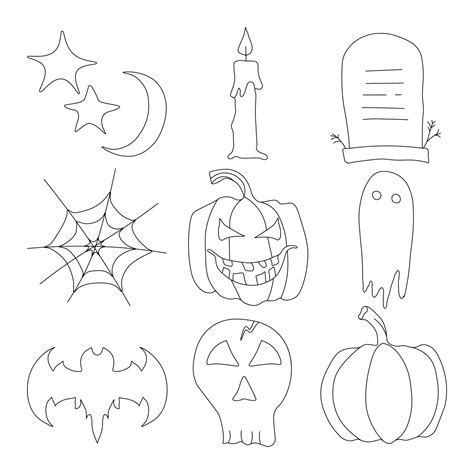 Vector halloween icons. Doodle halloween vector background 10777827 ...