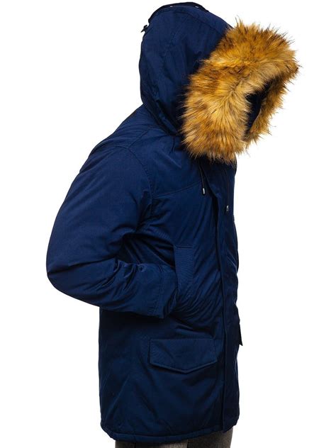 Chaqueta Azul Oscuro Parka Alaska De Invierno Para Hombre Denley Hz8109