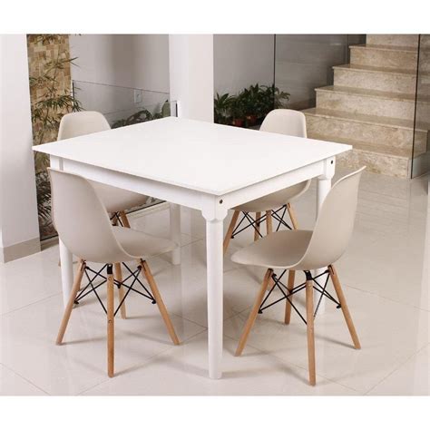 Mesa De Jantar Robust X Branca E Cadeiras Nude Camicado