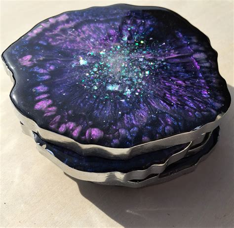 Purple Agate Round Coasters