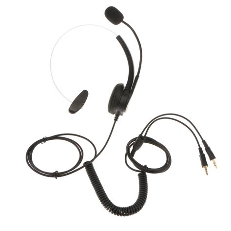 Hands Center Noise Cancelling Corded Monaural Headset Headphone Dual 3 5mm Audio Plug