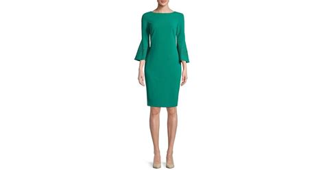 Calvin Klein Bell Sleeve Sheath Dress In Green Lyst