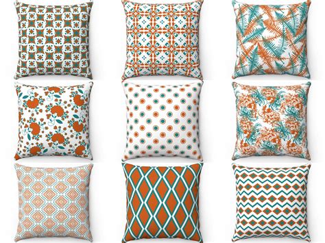 Burnt Orange and Teal Decorative Accent Pillow Cover Couch | Etsy