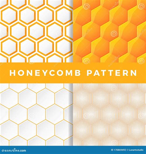 Honeycomb Pattern Set Honeycomb Vector Seamless Pattern Outline