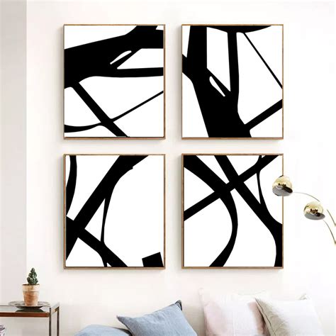 Geometric Line Art Set Of 4 Prints Abstract Art Digital Down - Inspire ...