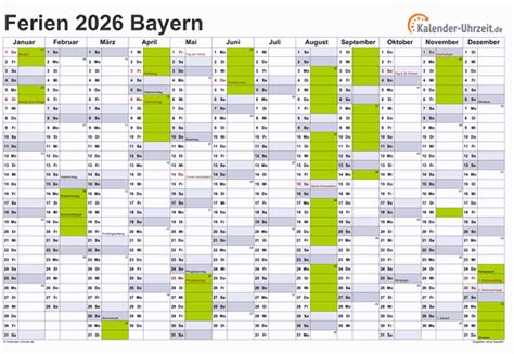 Ferien Bayern Ferienkalender Zum Ausdrucken