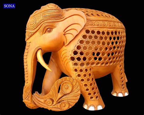 6 Inch Wooden Elephant, Wooden Carving Elephant, Wooden Artifacts ...