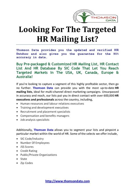 Looking For The Targeted Hr Mailing List