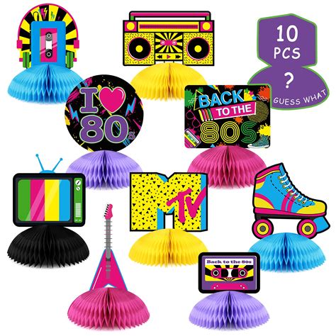 Buy 80s Party Decorations Back To The 80s Party Honeycomb Centerpieces 80s Retro Table Toppers