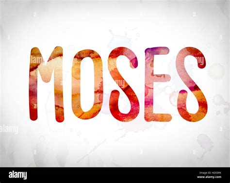 The Word Moses Written In Watercolor Washes Over A White Paper