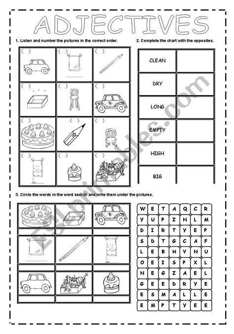 Free Printable Adjective Worksheets