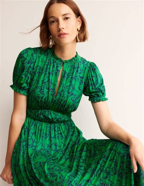 Rosanna Jersey Midi Tea Dress Green Tambourine Ottomi Boden EU