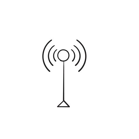 Broadcast Transmitter Antenna Icon With Doodle Style Cartoon Vector