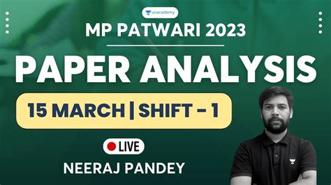 Mp Patwari Brief Paper Analysis Th March Shift Cut Off With