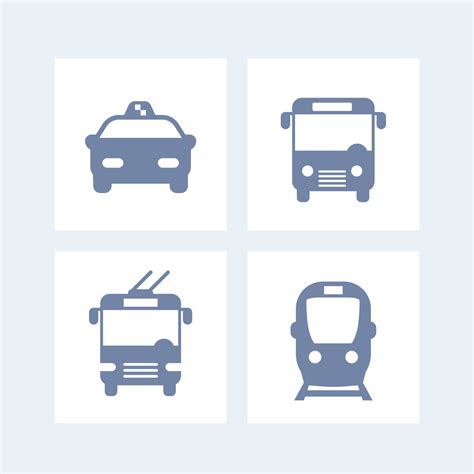 City Transport Icons Public Transportation Vector Bus Icon Subway