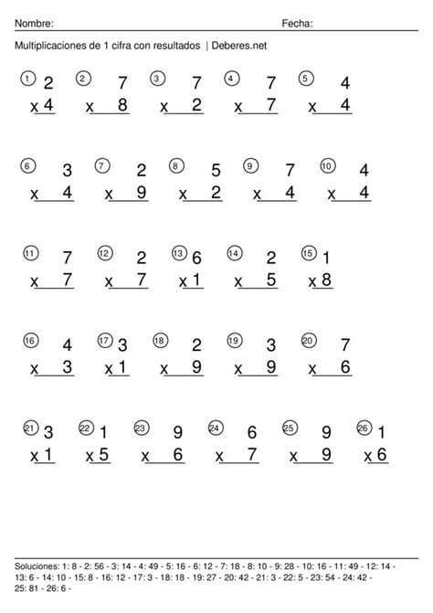 Cuaderno De Multiplicaciones Una Cifra Dos Cifras Tres 6a0