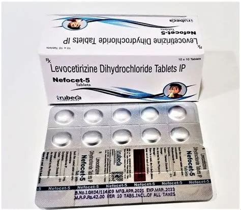 Nefocet 5 Mg Levocetirizine Dihydrochloride Tablets IP For Hospital At