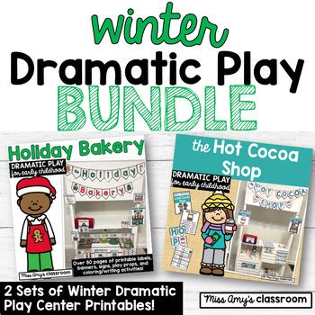 Preschool Winter Dramatic Play Printables BUNDLE Hot Cocoa Stand Holiday Bakery