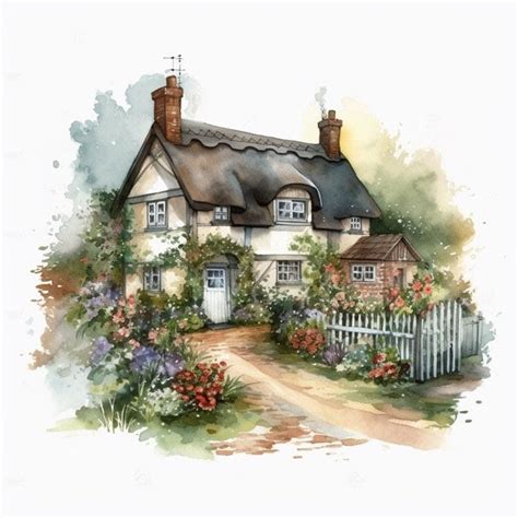 British Cottage Cottages Clipart High Quality Watercolor Etsy