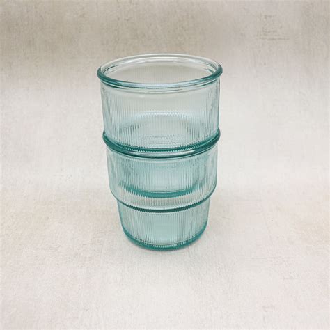 Stacking Ribbed Glass Tumbler 100 Recycled Glass 220ml Modden