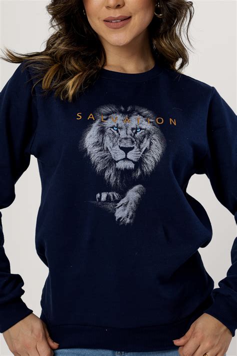 MOLETOM LEAO SALVATION COR AZUL MARINHO Atacado Tshirt Use Criativa