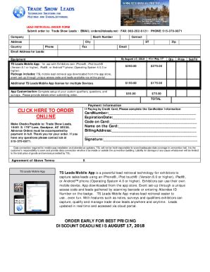 Fillable Online Lead Retrieval Services Order Form Maintenanceshows
