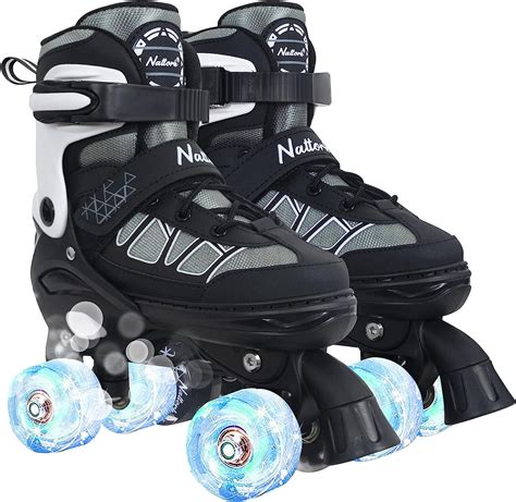 Nattork Adjustable Roller Skates For Kids Black And White Nattorkskates