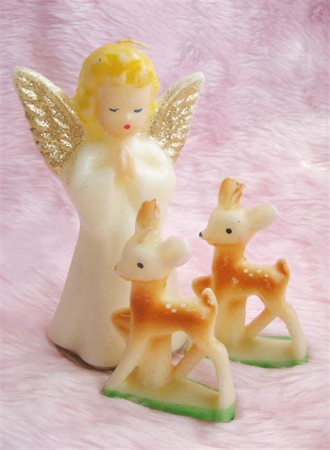 1950s Vintage Gurley Angel And Bambi Candles（3点set） Little Hideaway