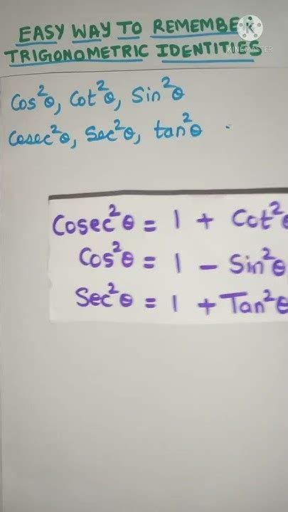 Easy Way To Remember Trigonometry Identities Shorts How To Remember