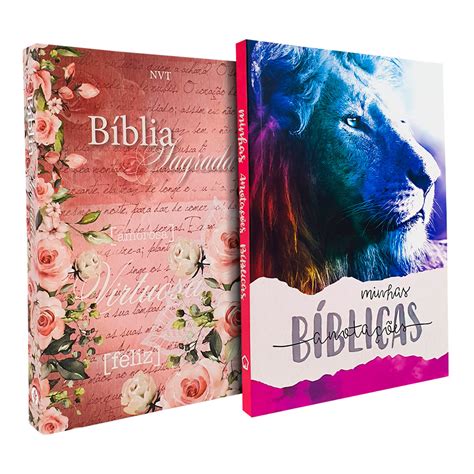 Kit Bíblia Sagrada NVT Capa Dura Mulher Virtuosa Caderno Anotações