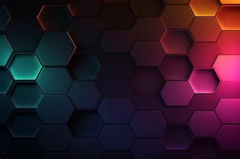 Premium Photo Neon Hexagonal Background