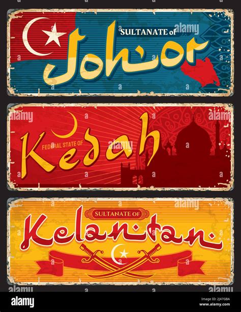 Johor Kedah Kelantan Malaysian Regions Travel Stickers And Plates