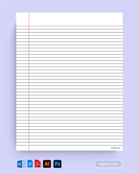 Printable Wide Ruled Lined Paper Template Word Google Docs Pdf