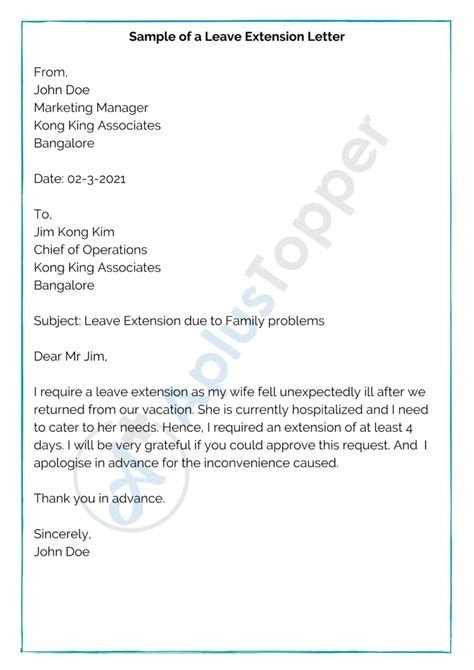 Leave Extension Letter How To Write A Leave Extension Letter Format