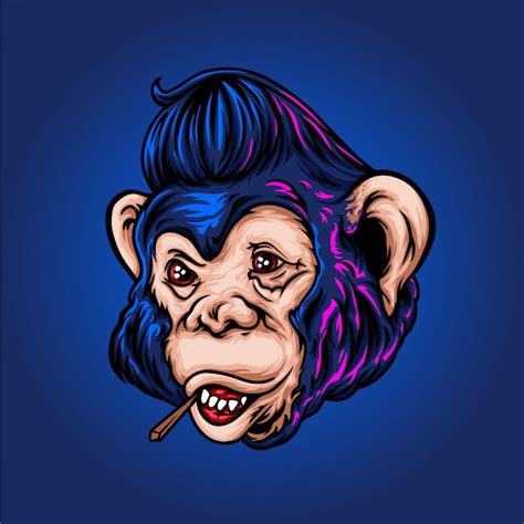 O macaco uma ilustração de penteado rockabilly Vetor Premium